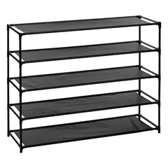 5Five 10-Tier Steel & Fabric Shoe Rack (93 x 30.5 x 158 cm, Black)