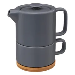 SG Stoneware Teapot W/Cup (400 ml, Blue Gray)