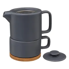SG Stoneware Teapot W/Cup (400 ml, Blue Gray)