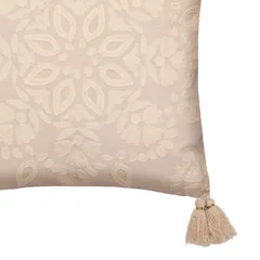 Atmosphera Cotton & Polyester Embroidered Cushion (40 x 10 x 40 cm, Ivory)