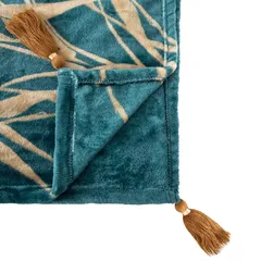 Atmosphera Jiling Polyester Patterned Blanket (125 x 1 x 150 cm, Emerald Blue)