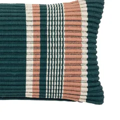 Atmosphera Striped Cotton & Polyester Fluted Cushion (50 x 8 x 30 cm, Multicolor)