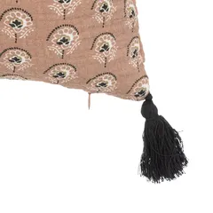 Atmosphera Patterned Polyester Tassel Cushion (50 x 10 x 30 cm, Antique Pink)