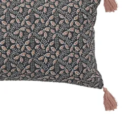 Atmosphera Patterned Polyester Tassel Cushion (50 x 10 x 30 cm, Dark Gray)
