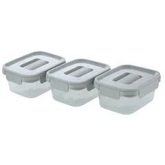 Lock & Lock Nestopia Plastic Food Container Set (920 ml, 3 Pc., Gray)