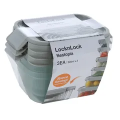 Lock & Lock Nestopia Plastic Food Container Set (920 ml, 3 Pc., Gray)