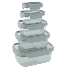 Lock & Lock Nestopia Plastic Food Container Set (5 Pc., Gray)