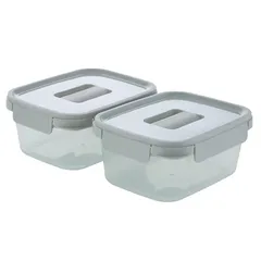 Lock & Lock Nestopia Plastic Food Container Set (1.6 L, 2 Pc., Gray)