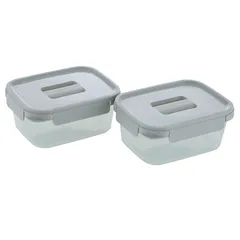 Lock & Lock Nestopia Plastic Food Container Set (1.6 L, 2 Pc., Gray)