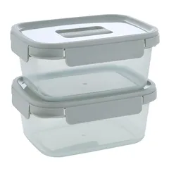 Lock & Lock Nestopia Plastic Food Container Set (1.6 L, 2 Pc., Gray)