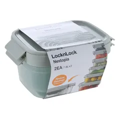 Lock & Lock Nestopia Plastic Food Container Set (1.6 L, 2 Pc., Gray)