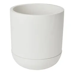 Concrete Plant Pot W/Saucer (20.5 x 22 cm, White)