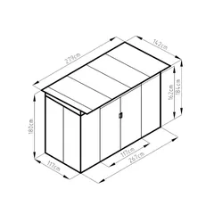 Bella B Galvanized Metal Shed (279 x 142 x 184 cm)