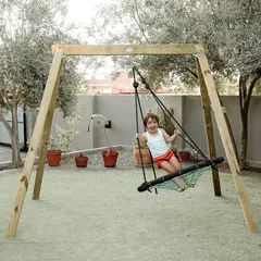 Dynamic Sports Masked Weaver Wooden Nest Swing Set (261.3 x 154.2 x 207.3 cm)