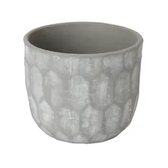 Honeycomb Clay Planter (20.4 x 17 cm, Gray)