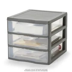 Form Kontor 3-Drawer Stackable Plastic Storage (18 x 21 x 17 cm, Gray)