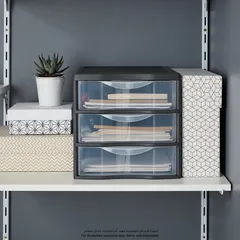Form Kontor 3-Drawer Stackable Plastic Storage (26 x 36 x 25.5 cm, Gray)