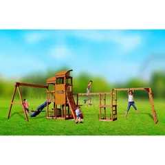 Dynamic Sports Arabian Oryx Extreme Wooden Swing Set (858.6 x 477.7 x 317.3 cm)