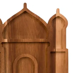 Hilalful Mosque Wood Tray (30 x 29 x 2 cm, Natural)