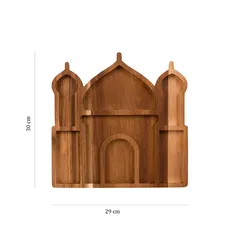 صينية خشب بتصميم مسجد هلالفول (30 × 29 × 2 سم، طبيعي)