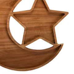 Hilalful Hilal & Star Wood Platter (30 x 31 x 2 cm, Natural)