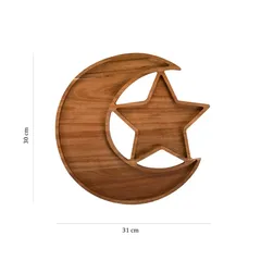 Hilalful Hilal & Star Wood Platter (30 x 31 x 2 cm, Natural)