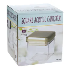 Orchid Square Acrylic Canister (11 x 11 x 11.5 cm, Gold)