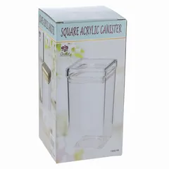 Orchid Square Acrylic Canister (11 x 11 x 23 cm, Clear)