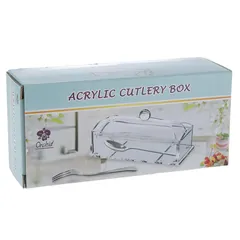 علبة أدوات مائدة أكريليك أوركيد (شفافة، 17.3 × 8 × 5.4 سم)