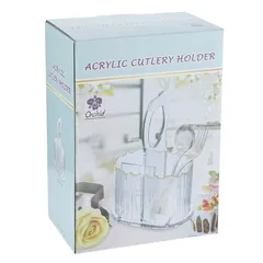 Orchid Acrylic Cutlery Holder (17.5 x 11.8 x 25.6 cm, Gold)