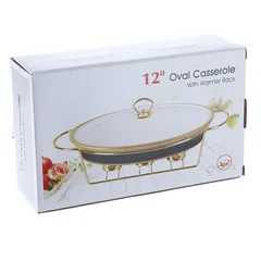 Orchid Ceramic Oval Casserole W/Candle Stand (30.48 cm, White)