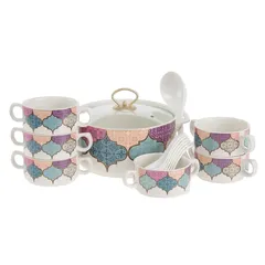 Orchid Ceramic Multicolor Soup Set (16 Pc.)