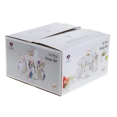 Orchid Ceramic Multicolor Soup Set (16 Pc.)