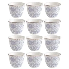 Orchid Flora Ceramic Cawa Cup Set (12 Pc.)