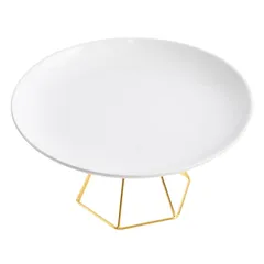 Orchid Cake Plate W/Gold Stand (31.1 x 16.2 x 31.5 cm)
