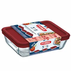 Pyrex 3-In-1 Rectangular Glass Food Storage Set W/Lid (Assorted Colors, 3 Pc.)