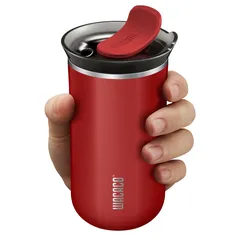 Wacaco Octaroma Lungo Vacuum-Insulated Coffee Mug, WC-OCTAROMA-RED (300 ml, Carmine Red)