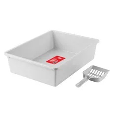 Urban Pets Cat Litter Tray W/Scoop (38 x 28 x 10 cm, White)