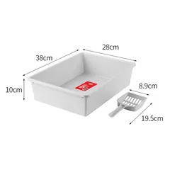 Urban Pets Cat Litter Tray W/Scoop (38 x 28 x 10 cm, White)