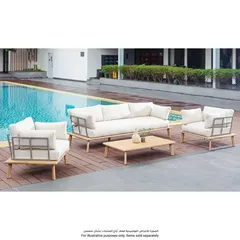 Amsterdam Acacia Wood 5-Seater Sofa Set W/Cushions (225 x 80 x 65 cm)