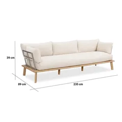 Amsterdam Acacia Wood 5-Seater Sofa Set W/Cushions (225 x 80 x 65 cm)