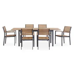 Lucia 6-Seater Acacia Wood & Metal Dining Set