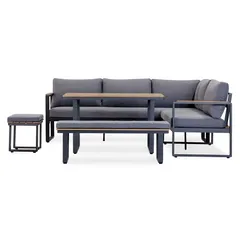 Lucia Metal Corner 5-Seater Sofa & Dining Set W/Cushions