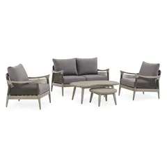 Katana Acacia Wood & Rope 4-Seater Sofa Set W/Cushions