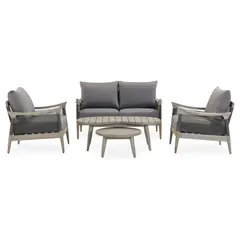 Katana Acacia Wood & Rope 4-Seater Sofa Set W/Cushions