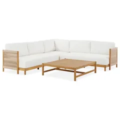 Ventura 5-Seater Acacia Wood Corner Sofa Set