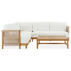 Ventura 5-Seater Acacia Wood Corner Sofa Set