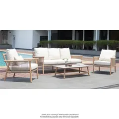 Artemis Acacia Wood & Rope 5-Seater Sofa Set W/Cushions (185 x 80 x 77 cm)