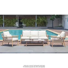 Artemis Acacia Wood & Rope 5-Seater Sofa Set W/Cushions (185 x 80 x 77 cm)