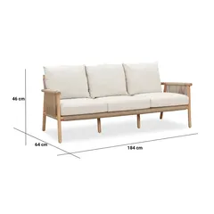 Artemis Acacia Wood & Rope 5-Seater Sofa Set W/Cushions (185 x 80 x 77 cm)